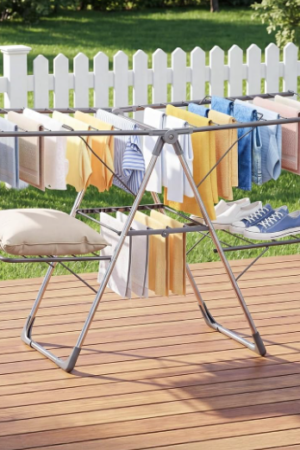 Foldable 2-Tier Drying Rack With Adjustable Side Wings
