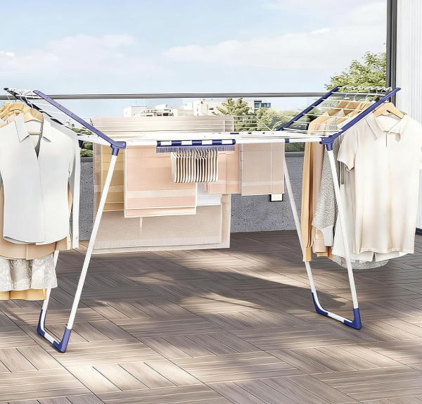 High-Capacity Drying Rack With Four Side Wings