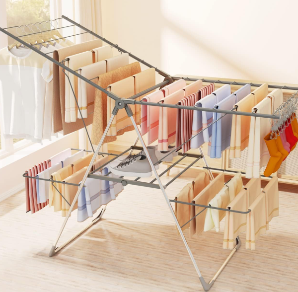 Foldable Large-Capacity Stainless Steel Drying Rack (2-Tier)