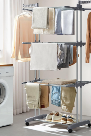 4-Tier Foldable Drying Rack With Wheels