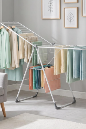Seagull-Style 2-Tier Drying Rack With Fold-Out Wings
