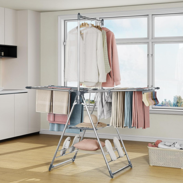 3-Tier Drying Rack With High-Level Hanging Rail