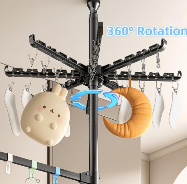 Height-Adjustable 3-Section Foldable Drying Rack - Image 2