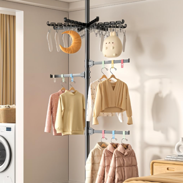 Height-Adjustable 3-Section Foldable Drying Rack