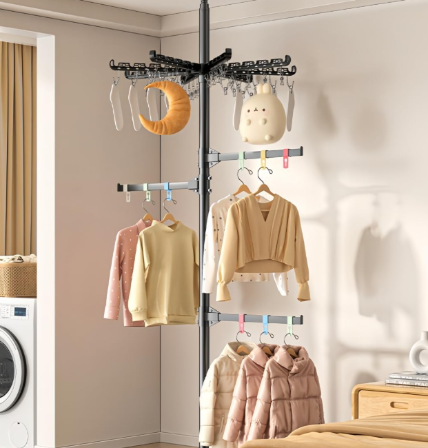 Height-Adjustable 3-Section Foldable Drying Rack