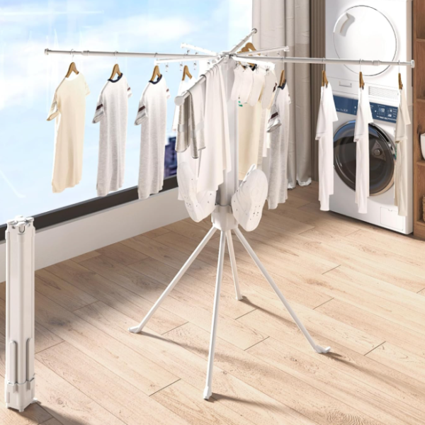 Multifunctional 4-Leg Foldable Drying Rack With Shoe Rack