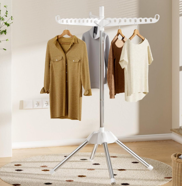 Foldable Single-Tier Rotating Drying Rack