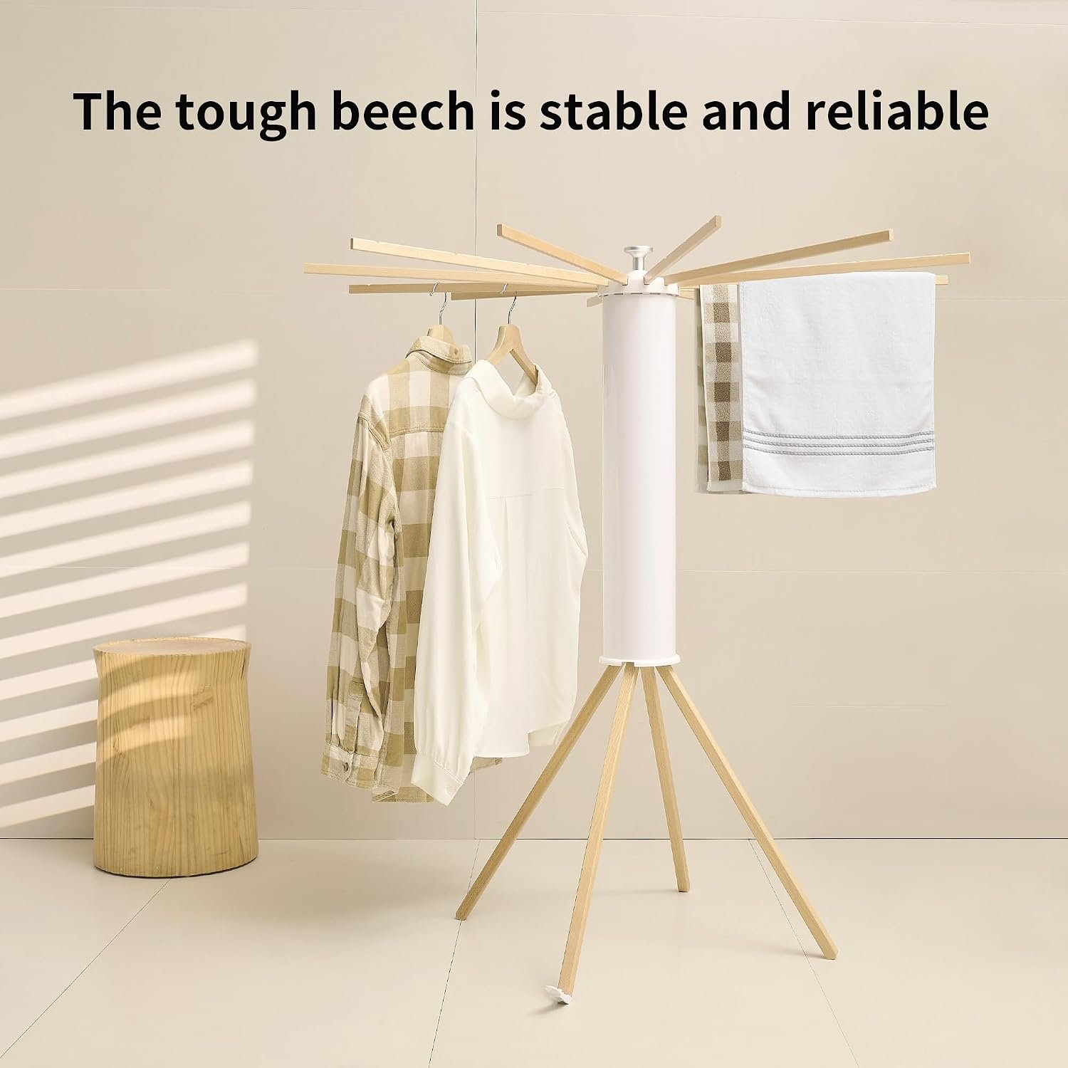 Wooden Tripod Folding Drying Rack (Balcony) - Image 2