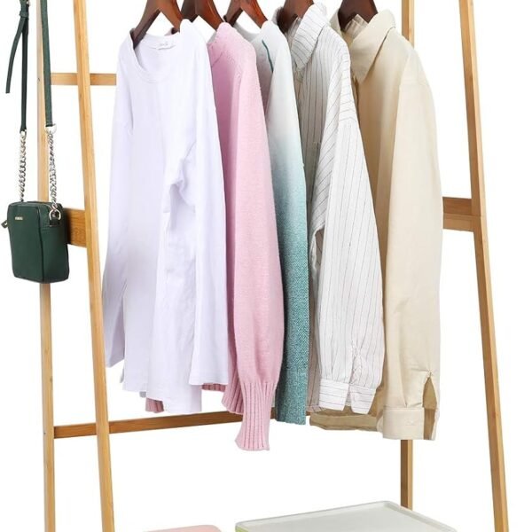Small Wooden Corner Garment Rack For Narrow Bedroom Spaces