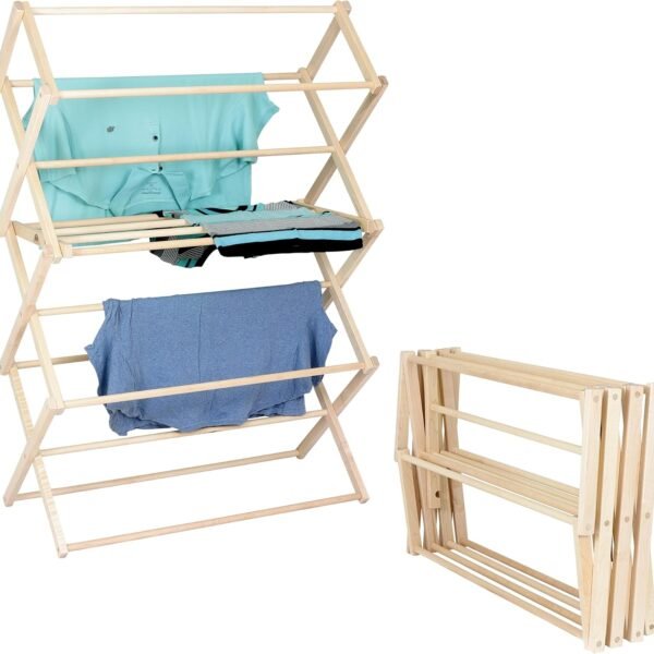 Small Solid Wood Folding Drying Rack For Baby Clothes