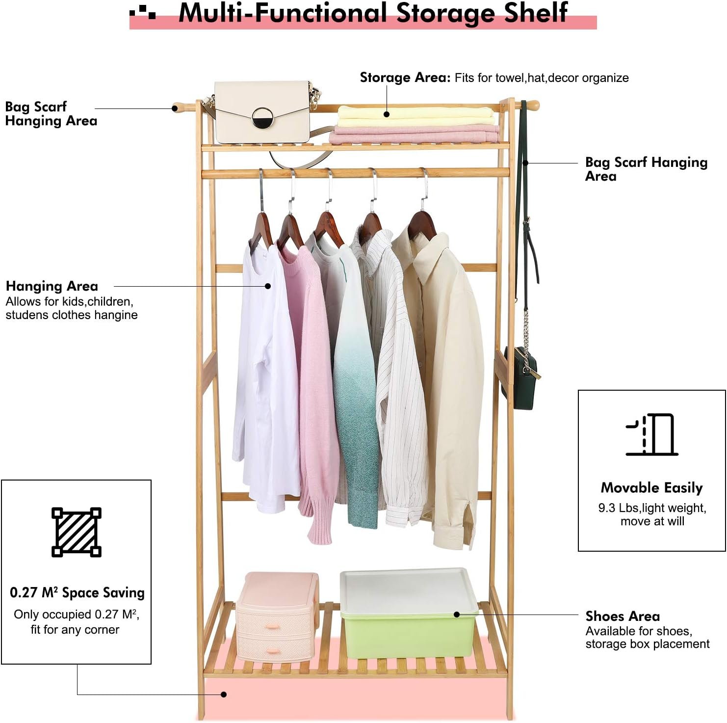 Small Wooden Corner Garment Rack For Narrow Bedroom Spaces - Image 2