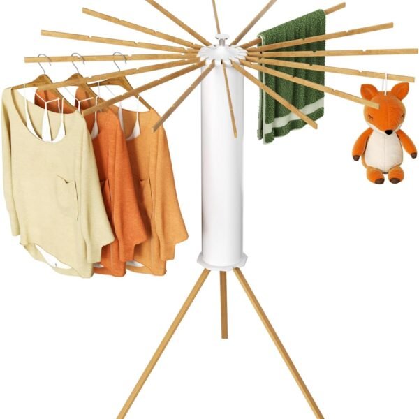 Space-Saving Wooden Tripod Folding Drying Rack