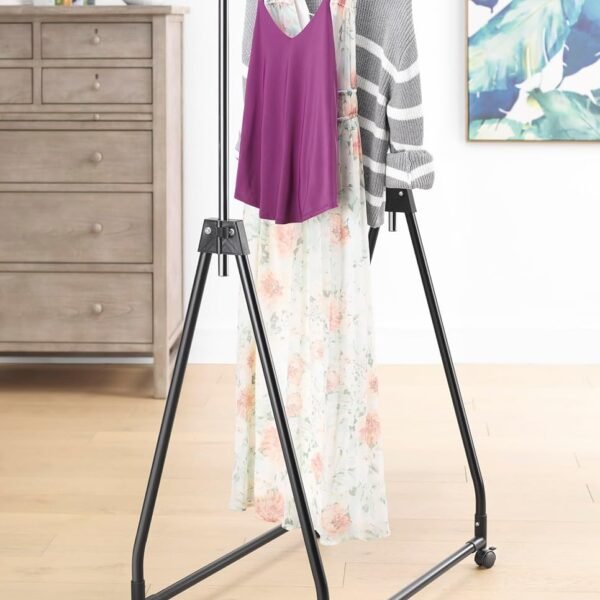 Black Folding Mobile Drying Rack With Casters